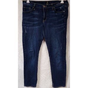 JB Just Black Womens 28 Distressed Stretch Tapered Dark Wash Jeans 32X28 USA